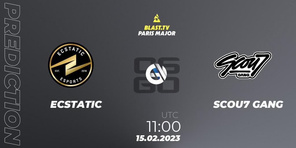 ECSTATIC vs SCOU7 GANG: Match Prediction. 15.02.2023 at 11:00, Counter-Strike (CS2), BLAST.tv Paris Major 2023 Europe RMR Open Qualifier 2