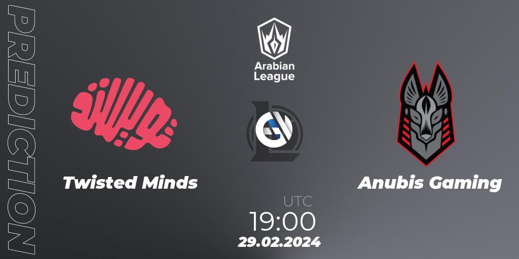 Twisted Minds vs Anubis Gaming: Match Prediction. 29.02.24, LoL, Arabian League Spring 2024
