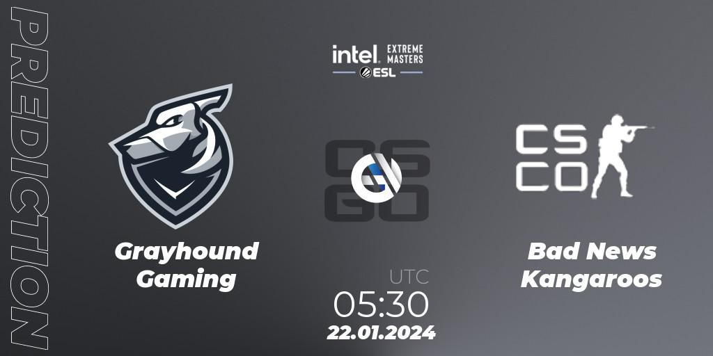 Grayhound Gaming vs Bad News KangaroosN: Match Prediction. 22.01.24, CS2 (CS:GO), Intel Extreme Masters China 2024: Oceanic Closed Qualifier