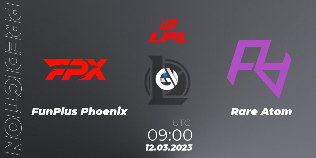 FunPlus Phoenix vs Rare Atom: Match Prediction. 12.03.23, LoL, LPL Spring 2023 - Group Stage