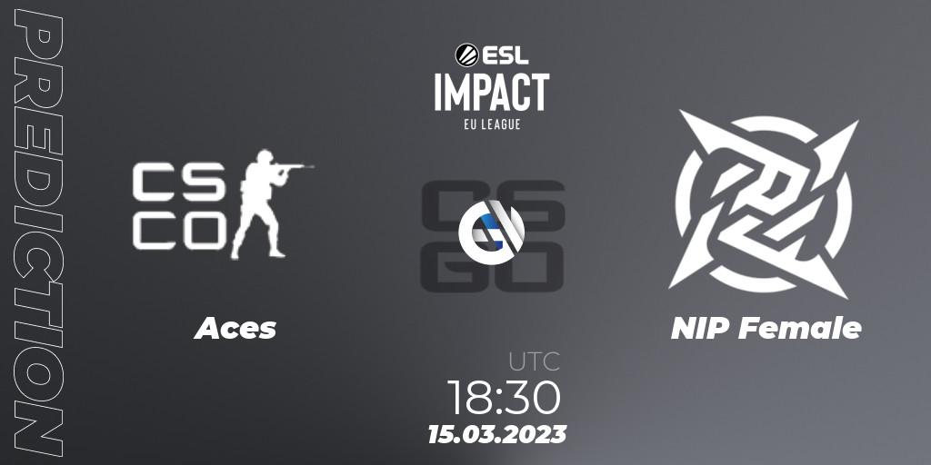 Aces vs NIP Female: Match Prediction. 15.03.2023 at 18:30, Counter-Strike (CS2), ESL Impact League Season 3: European Division