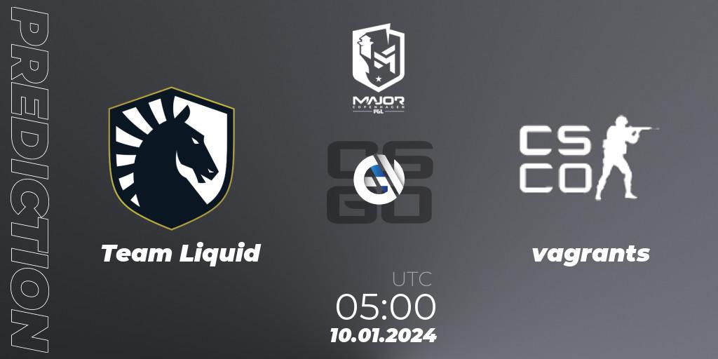 Team Liquid vs vagrants: Match Prediction. 10.01.2024 at 05:00, Counter-Strike (CS2), PGL CS2 Major Copenhagen 2024 North America RMR Open Qualifier 1