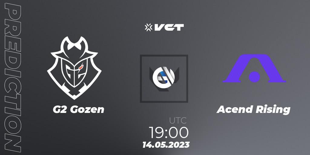 G2 Gozen vs Acend Rising: Match Prediction. 14.05.2023 at 19:00, VALORANT, VCT Game Changers EMEA 2023 Playoffs