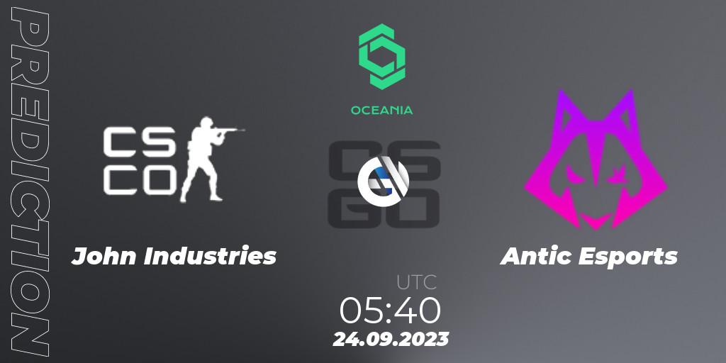 John Industries vs Antic Esports: Match Prediction. 24.09.2023 at 05:40, Counter-Strike (CS2), CCT Oceania Series #2