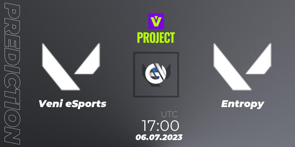 Veni eSports vs Entropy: Match Prediction. 06.07.2023 at 17:00, VALORANT, PROJECT V: Split 2 - Stage 1 Division 1