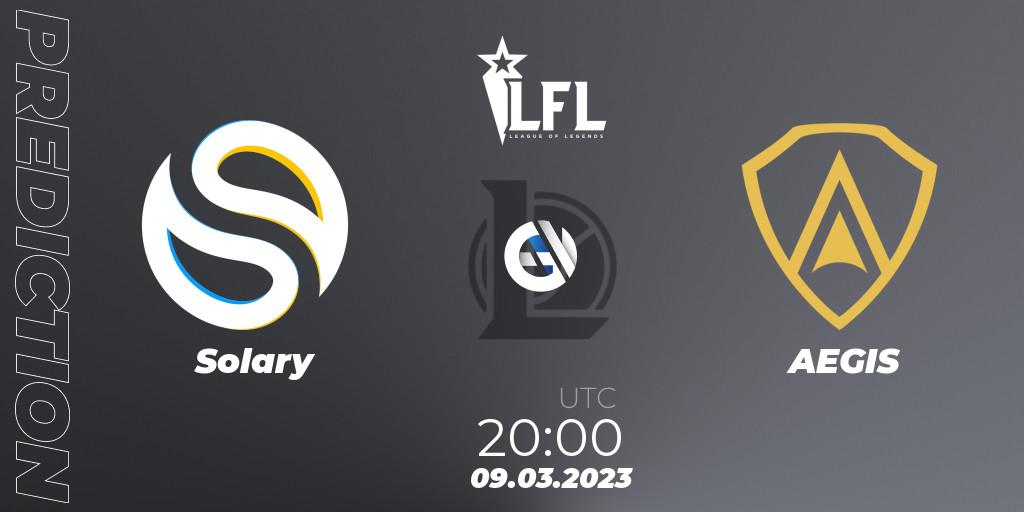 Solary vs AEGIS: Match Prediction. 09.03.2023 at 20:00, LoL, LFL Spring 2023 - Group Stage