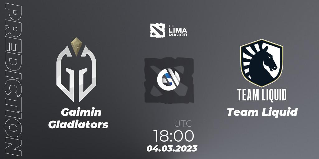 Gaimin Gladiators vs Team Liquid: Match Prediction. 04.03.2023 at 18:07, Dota 2, The Lima Major 2023