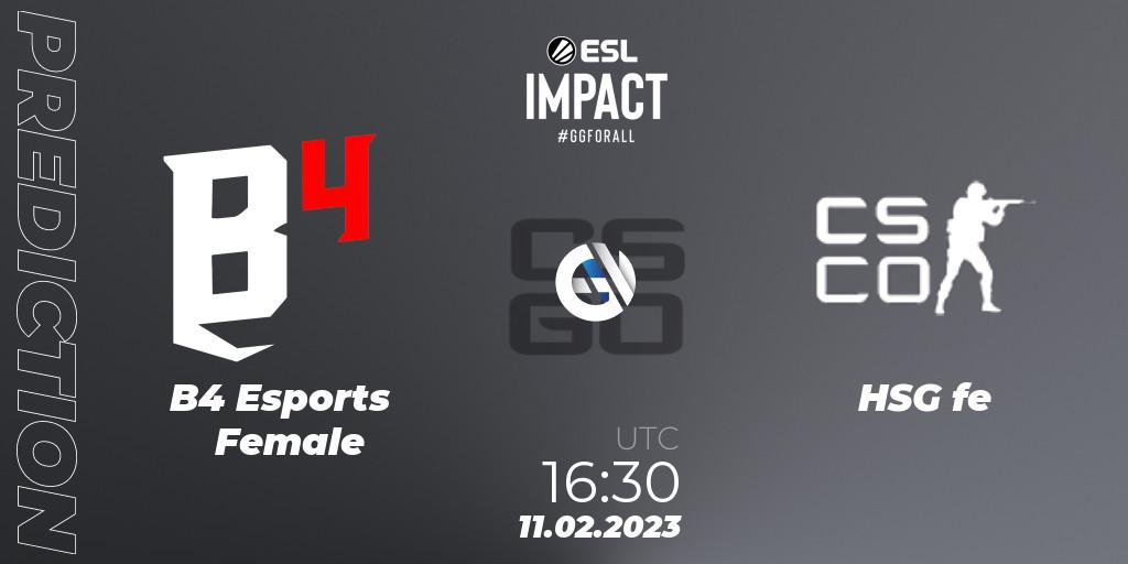 B4 Esports Female vs HSG: Match Prediction. 11.02.23, CS2 (CS:GO), ESL Impact Katowice 2023