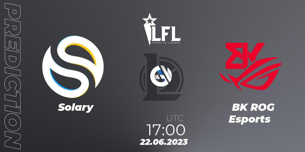 Solary vs BK ROG Esports: Match Prediction. 22.06.2023 at 17:00, LoL, LFL Summer 2023 - Group Stage