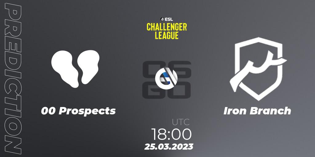 00 Prospects vs Iron Branch: Match Prediction. 25.03.23, CS2 (CS:GO), ESL Challenger League Season 44 Relegation: Europe