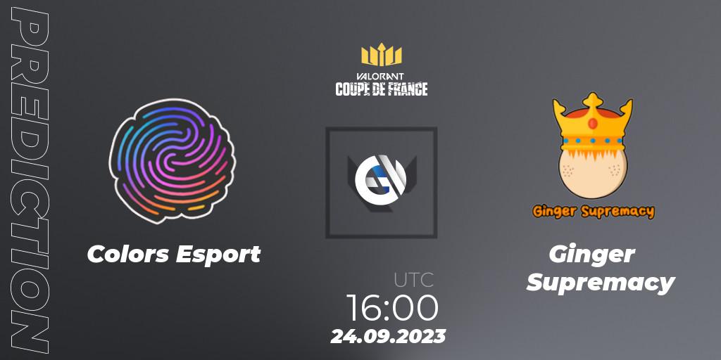 Colors Esport vs Ginger Supremacy: Match Prediction. 24.09.2023 at 16:00, VALORANT, VCL France: Revolution - Coupe De France 2023