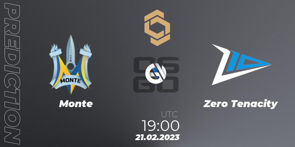 Monte vs Zero Tenacity: Match Prediction. 21.02.2023 at 20:00, Counter-Strike (CS2), CCT South Europe Series #3