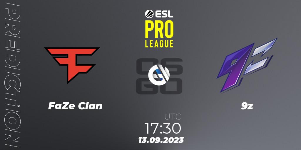FaZe Clan vs 9z: Match Prediction. 13.09.2023 at 17:30, Counter-Strike (CS2), ESL Pro League Season 18