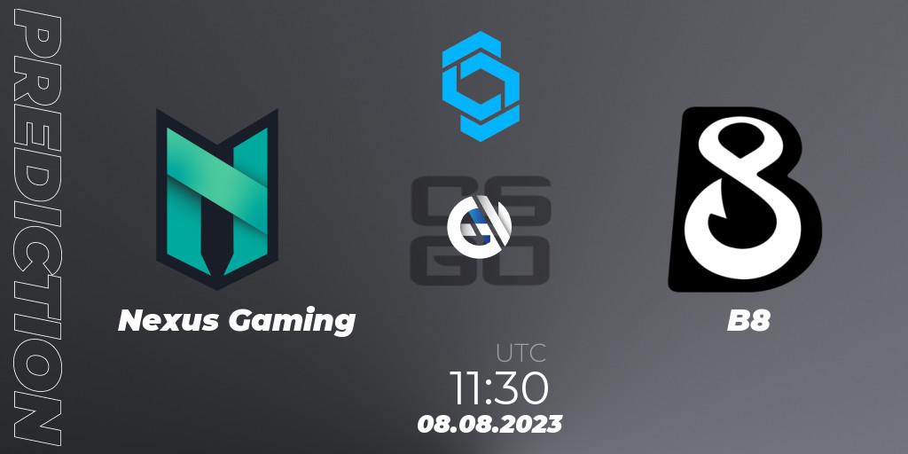 Nexus Gaming vs B8: Match Prediction. 08.08.2023 at 11:30, Counter-Strike (CS2), CCT East Europe Series #1
