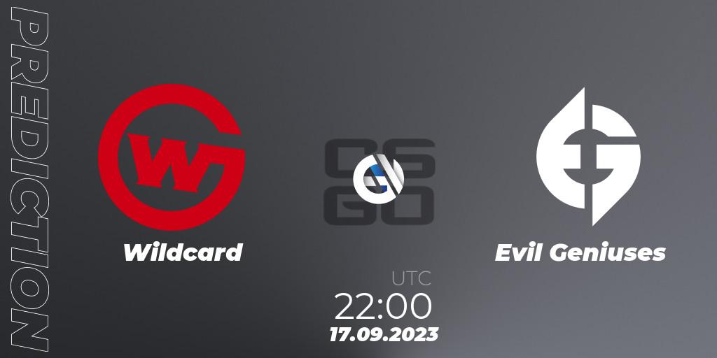 Wildcard vs Evil Geniuses: Match Prediction. 17.09.2023 at 22:00, Counter-Strike (CS2), ESEA Cash Cup: North America - Summer 2023 #1
