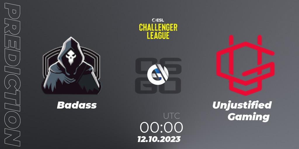 Badass vs Unjustified Gaming: Match Prediction. 10.11.2023 at 01:00, Counter-Strike (CS2), ESL Challenger League Season 46: North America