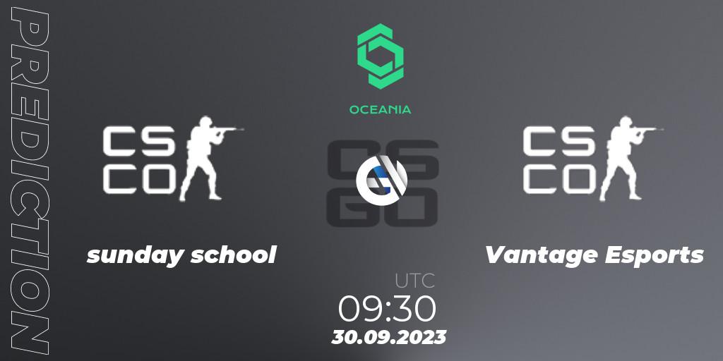 sunday school vs Vantage Esports: Match Prediction. 30.09.2023 at 09:45, Counter-Strike (CS2), CCT Oceania Series #2