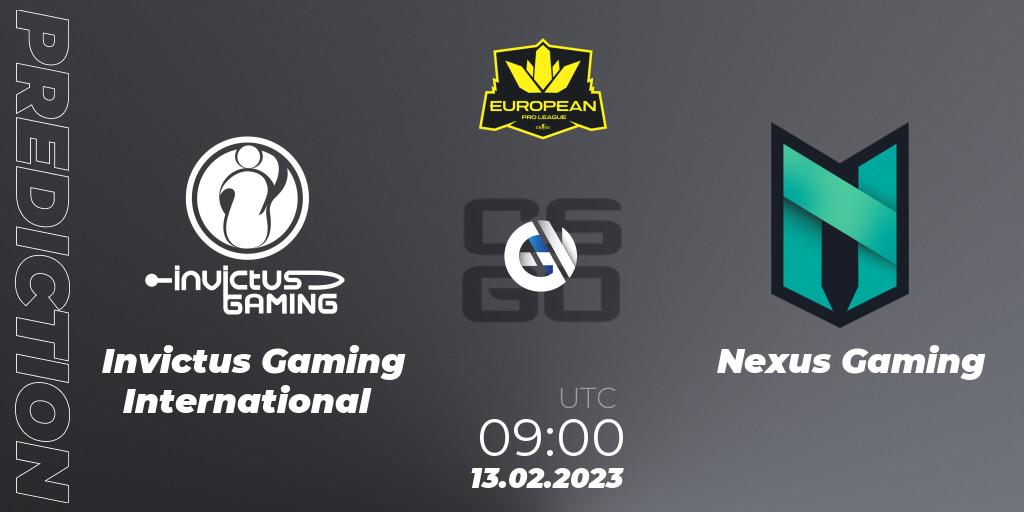 Invictus Gaming International vs Nexus Gaming: Match Prediction. 13.02.23, CS2 (CS:GO), European Pro League Season 6: Division 2