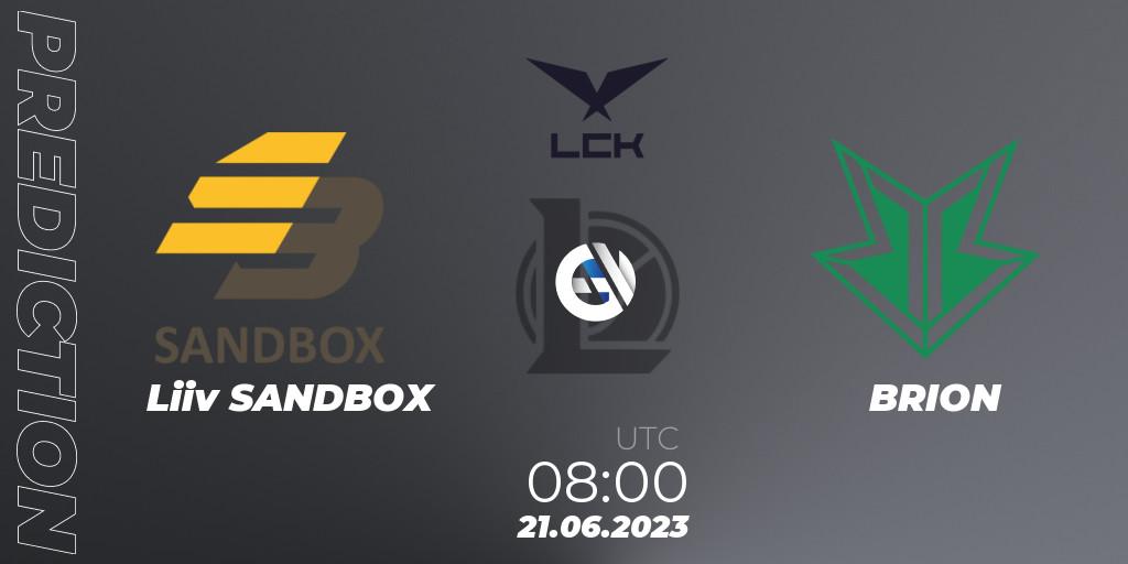 Liiv SANDBOX vs BRION: Match Prediction. 21.06.2023 at 08:00, LoL, LCK Summer 2023 Regular Season