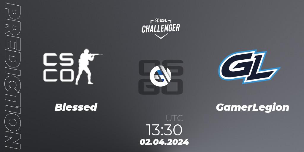 BLESSED vs GamerLegion: Match Prediction. 02.04.24, CS2 (CS:GO), ESL Challenger #57: European Closed Qualifier