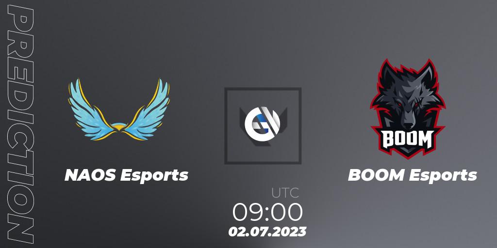 NAOS Esports vs BOOM Esports: Match Prediction. 02.07.2023 at 09:00, VALORANT, VALORANT Challengers Ascension 2023: Pacific - Group Stage
