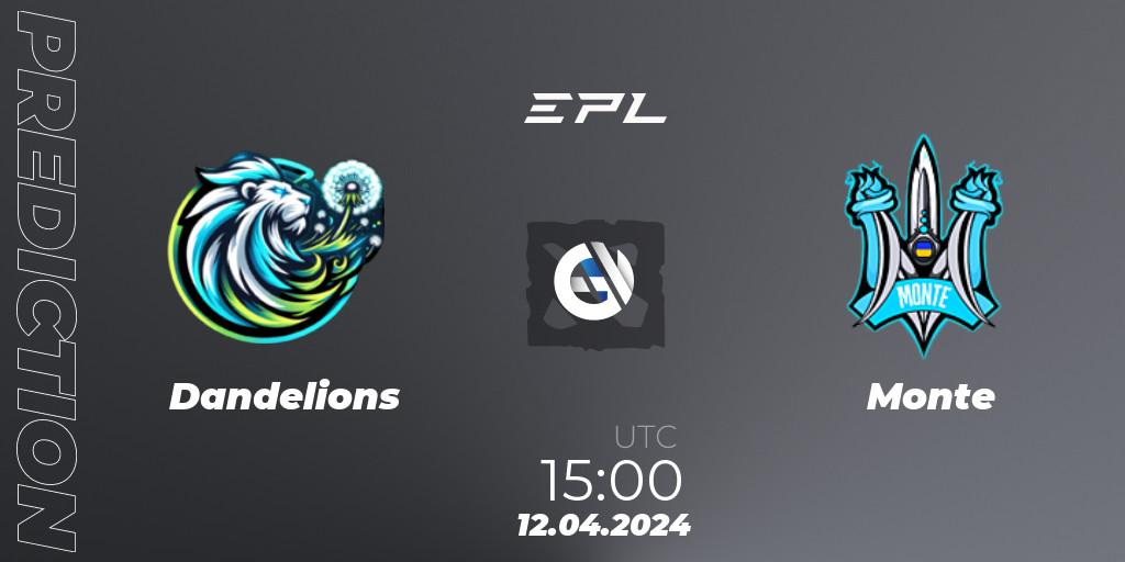 Dandelions vs Monte: Match Prediction. 12.04.2024 at 15:00, Dota 2, European Pro League Season 17