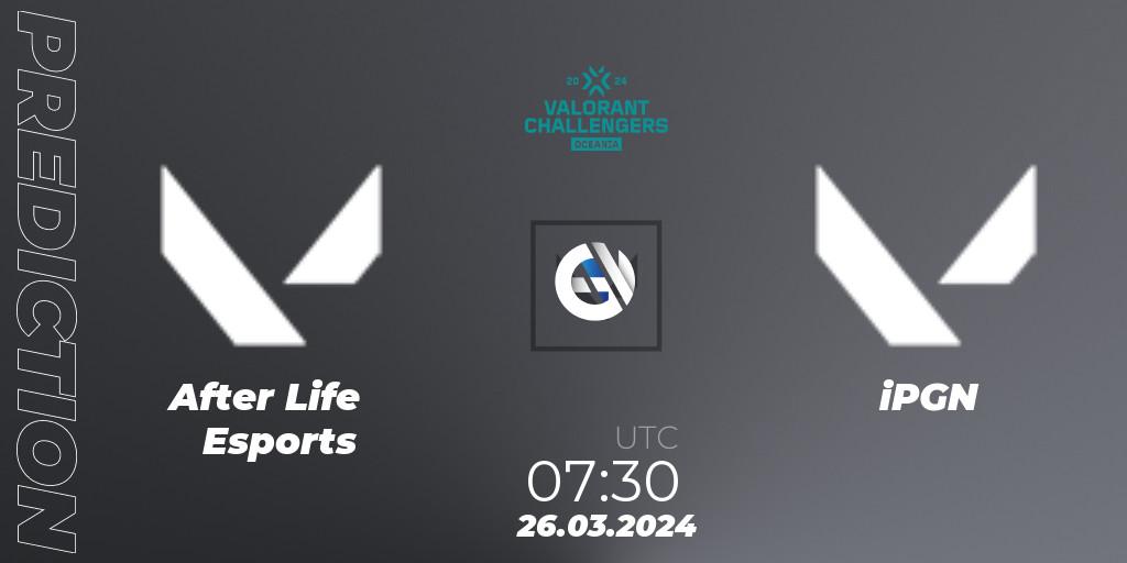 After Life Esports vs iPGN: Match Prediction. 26.03.2024 at 07:30, VALORANT, VALORANT Challengers 2024 Oceania: Split 1