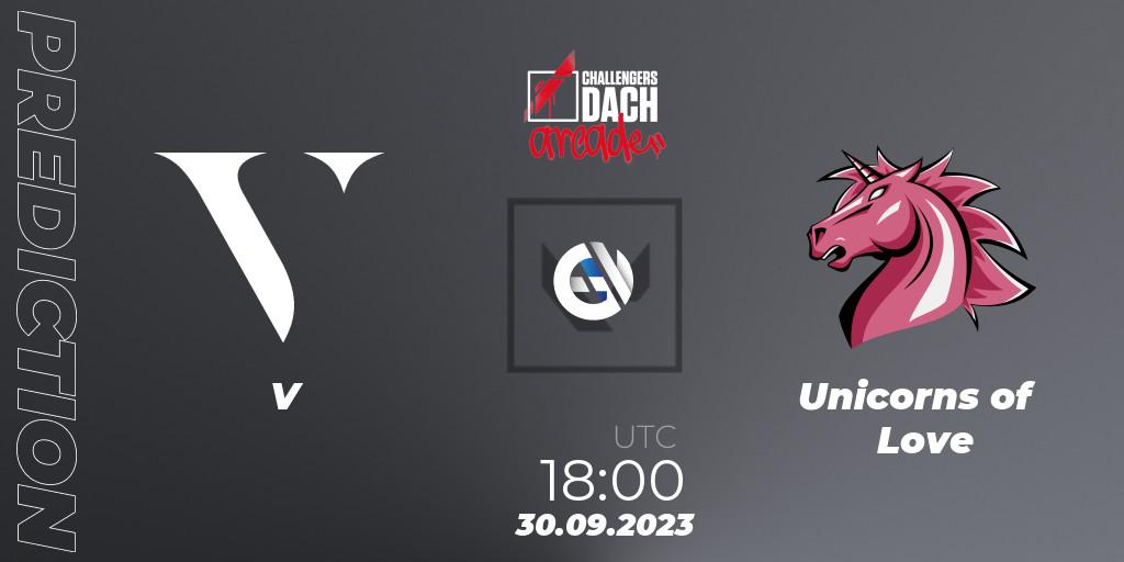 V vs Unicorns of Love: Match Prediction. 30.09.2023 at 18:00, VALORANT, VALORANT Challengers 2023 DACH: Arcade