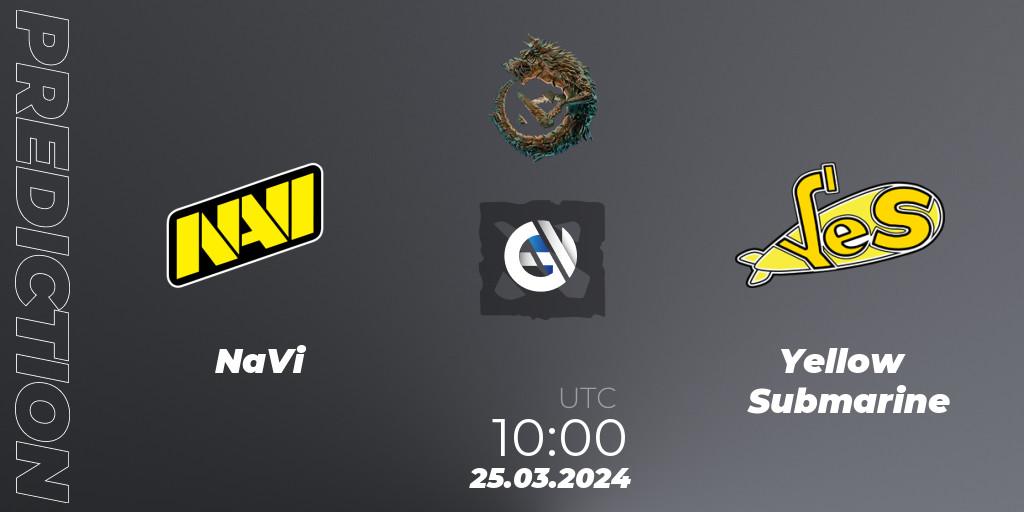 NaVi vs Yellow Submarine: Match Prediction. 25.03.24, Dota 2, PGL Wallachia Season 1: Eastern Europe Closed Qualifier