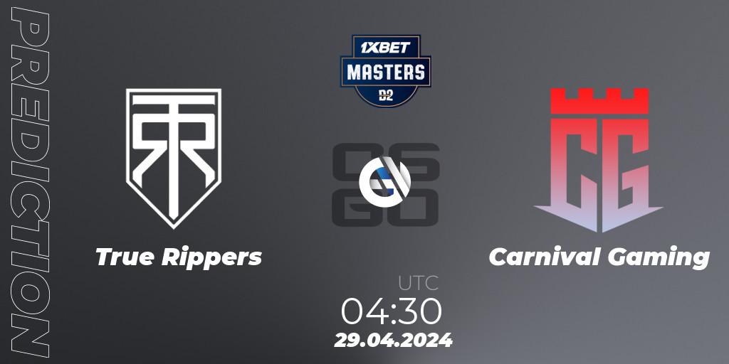 True Rippers vs Carnival Gaming: Match Prediction. 29.04.2024 at 07:45, Counter-Strike (CS2), Dust2.in Masters #9