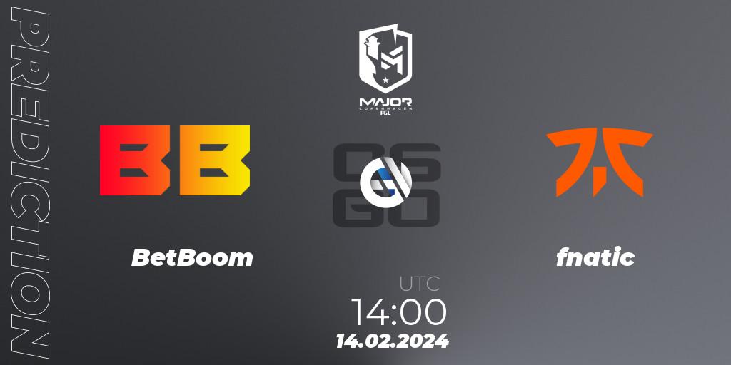 BetBoom vs fnatic: Match Prediction. 14.02.24, CS2 (CS:GO), PGL CS2 Major Copenhagen 2024 Europe RMR