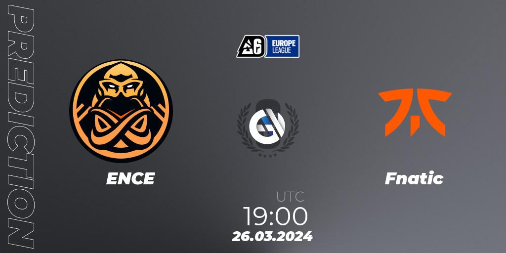 ENCE vs Fnatic: Match Prediction. 26.03.24, Rainbow Six, Europe League 2024 - Stage 1