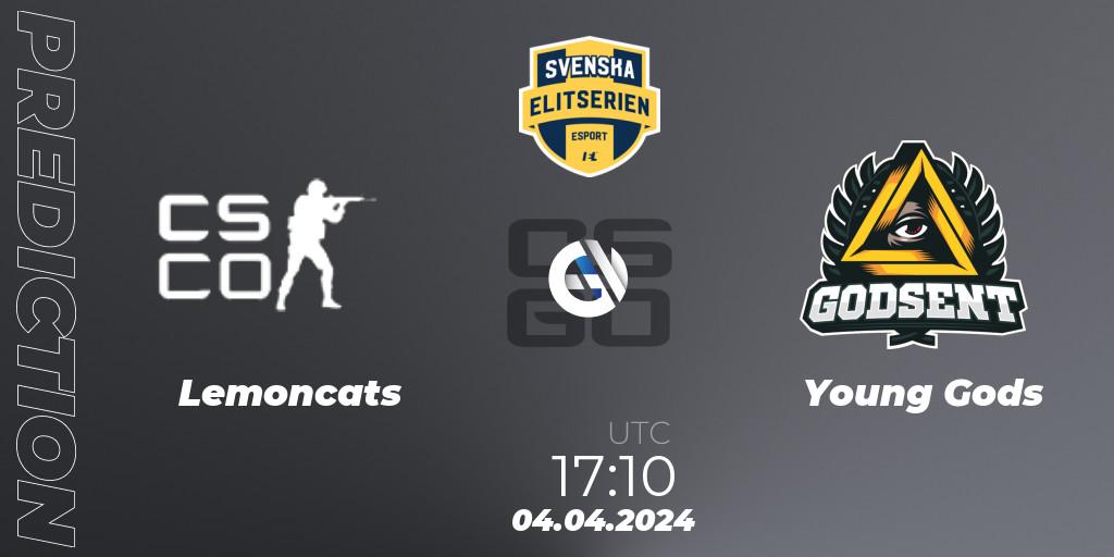 Lemoncats vs Young Gods: Match Prediction. 04.04.2024 at 17:10, Counter-Strike (CS2), Svenska Elitserien Spring 2024