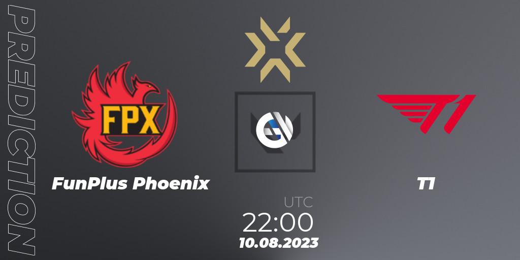 FunPlus Phoenix vs T1: Match Prediction. 10.08.2023 at 21:40, VALORANT, VALORANT Champions 2023