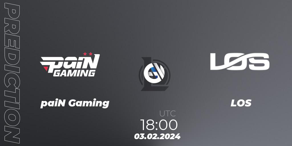 paiN Gaming vs LOS: Match Prediction. 03.02.2024 at 18:00, LoL, CBLOL Split 1 2024 - Group Stage