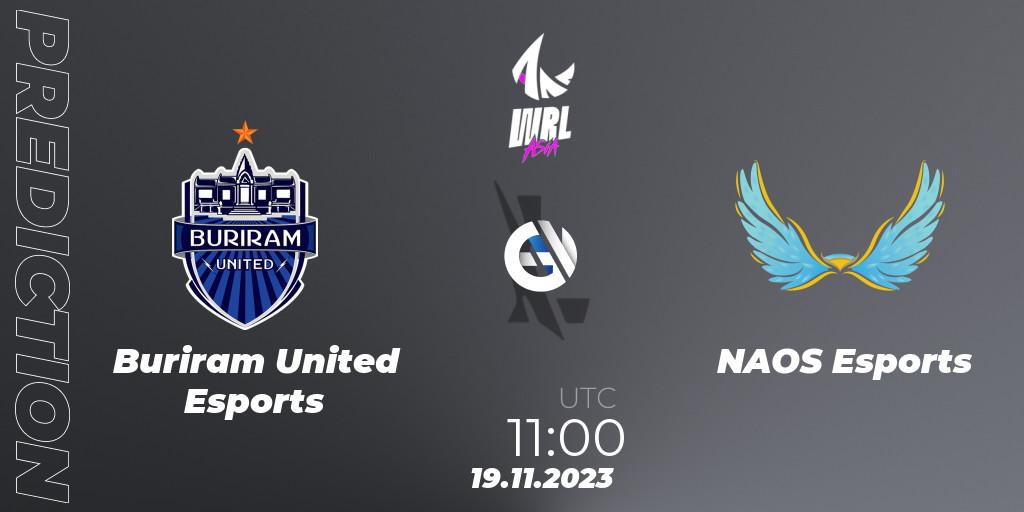 Buriram United Esports vs NAOS Esports: Match Prediction. 19.11.23, Wild Rift, WRL Asia 2023 - Season 2 - Regular Season