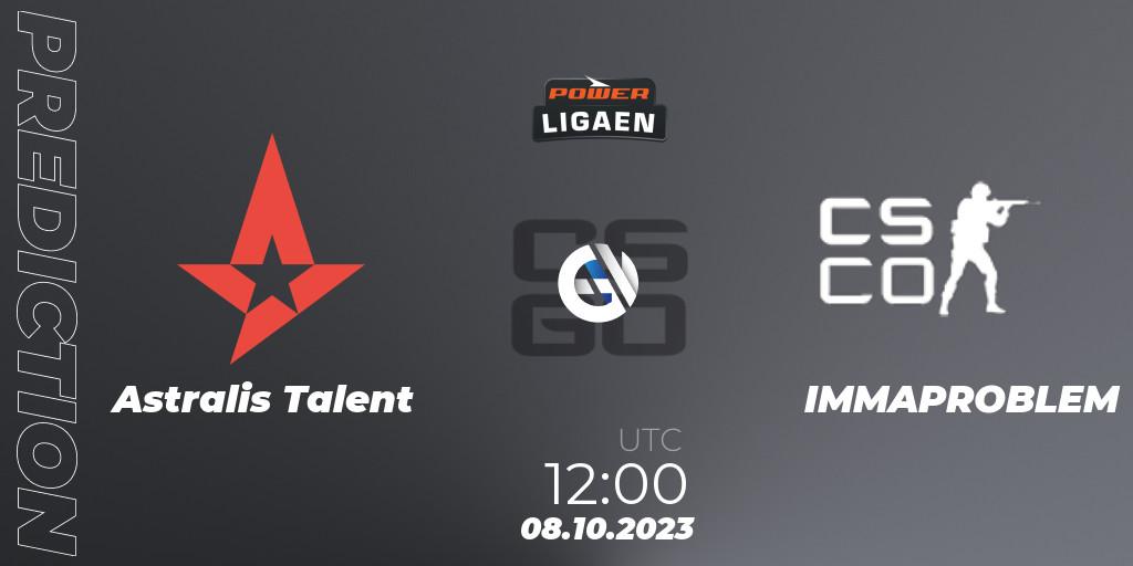 Astralis Talent vs IMMAPROBLEM: Match Prediction. 08.10.2023 at 12:00, Counter-Strike (CS2), POWER Ligaen Season 24 Finals