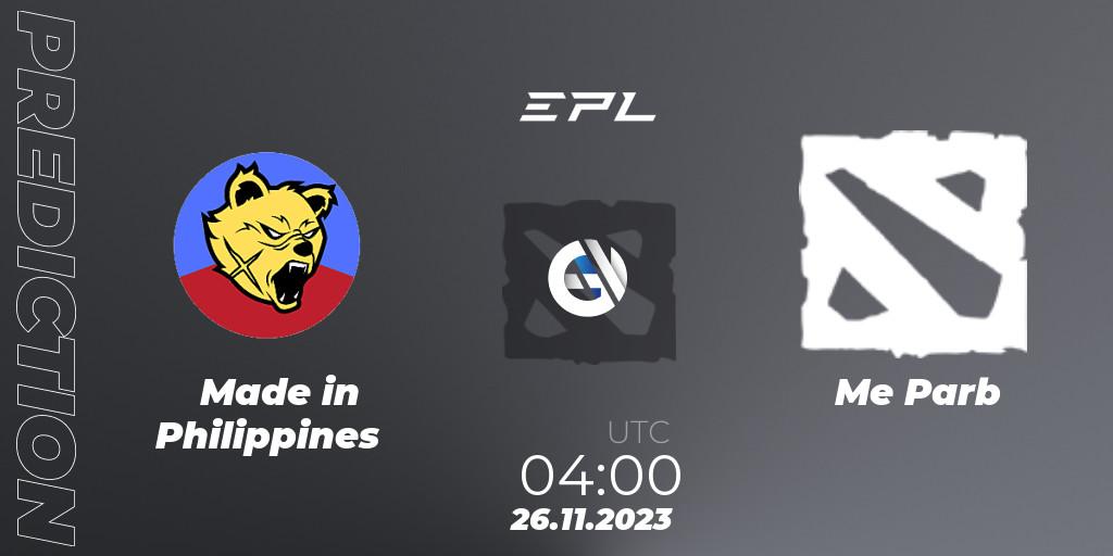 Made in Philippines vs Me Parb: Match Prediction. 03.12.2023 at 07:00, Dota 2, EPL World Series: Southeast Asia Season 1