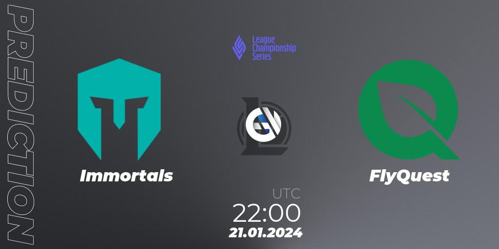 Immortals vs FlyQuest: Match Prediction. 21.01.2024 at 22:00, LoL, LCS Spring 2024 - Group Stage