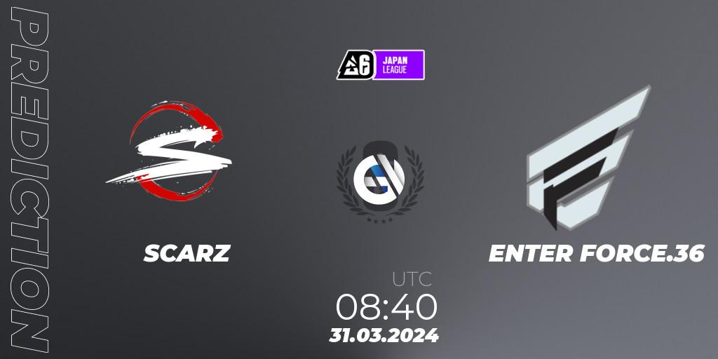 SCARZ vs ENTER FORCE.36: Match Prediction. 31.03.2024 at 08:40, Rainbow Six, Japan League 2024 - Stage 1