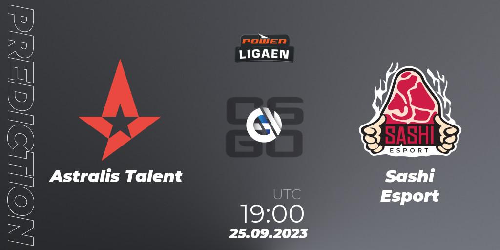 Astralis Talent vs Sashi Esport: Match Prediction. 25.09.2023 at 19:00, Counter-Strike (CS2), POWER Ligaen Season 24 Finals