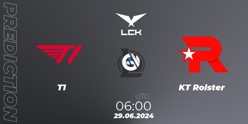 T1 vs KT Rolster: Match Prediction. 29.06.2024 at 06:00, LoL, LCK Summer 2024 Group Stage