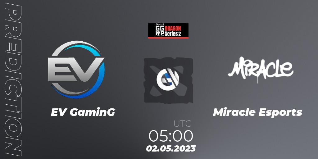 EV GaminG vs Miracle Esports: Match Prediction. 02.05.2023 at 05:05, Dota 2, GGWP Dragon Series 2