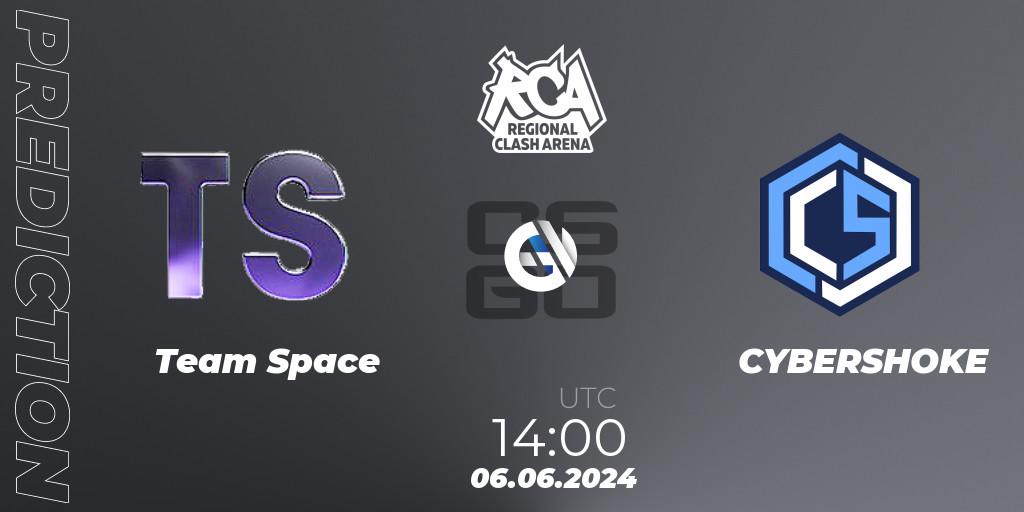 Team Space vs CYBERSHOKE: Match Prediction. 06.06.2024 at 14:00, Counter-Strike (CS2), Regional Clash Arena CIS