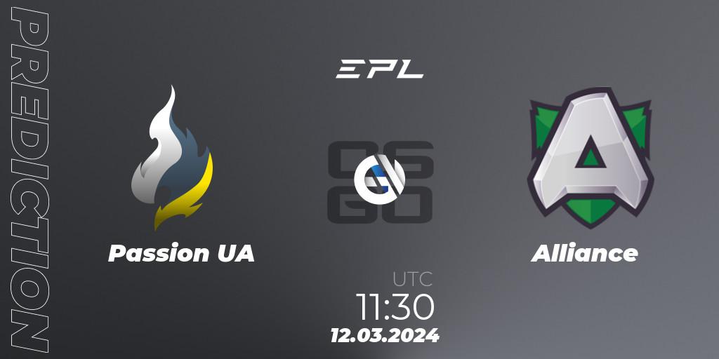 Passion UA vs Alliance: Match Prediction. 12.03.24, CS2 (CS:GO), European Pro League Season 14