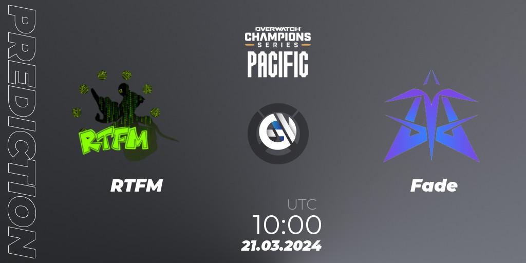 RTFM vs Fade: Match Prediction. 21.03.2024 at 10:00, Overwatch, Overwatch Champions Series 2024 - Stage 1 Pacific