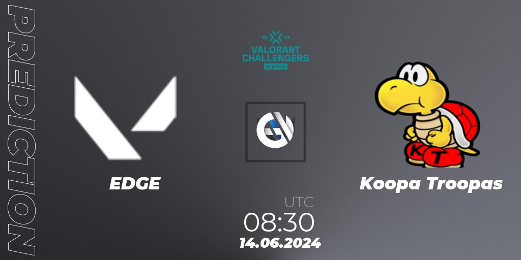 EDGE vs Koopa Troopas: Match Prediction. 14.06.2024 at 08:30, VALORANT, VALORANT Challengers 2024 Oceania: Split 2