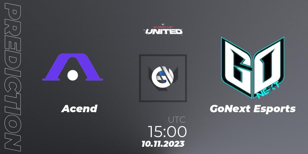 Acend vs GoNext Esports: Match Prediction. 10.11.2023 at 15:00, VALORANT, VALORANT East: United: Season 2: Stage 3 - Finals
