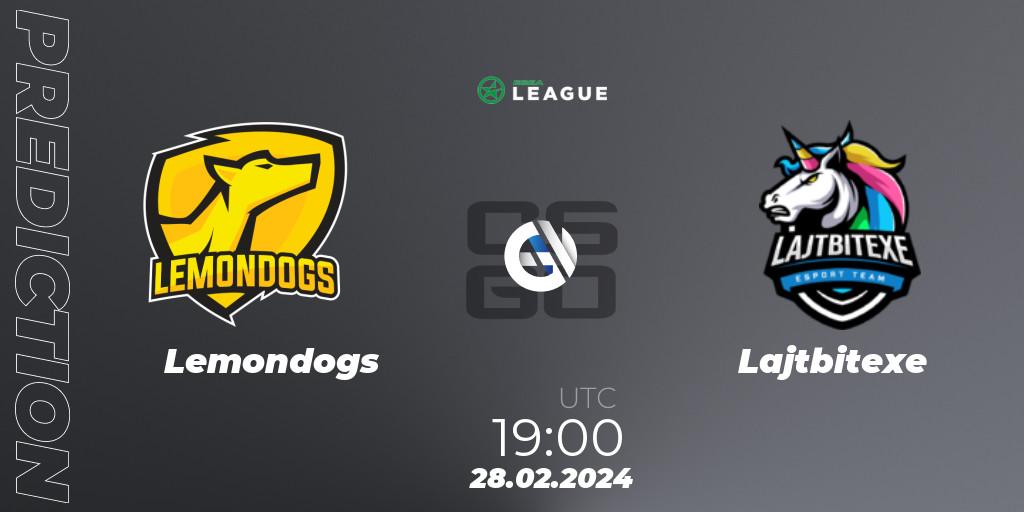 Lemondogs vs Lajtbitexe: Match Prediction. 28.02.2024 at 19:00, Counter-Strike (CS2), ESEA Season 48: Advanced Division - Europe