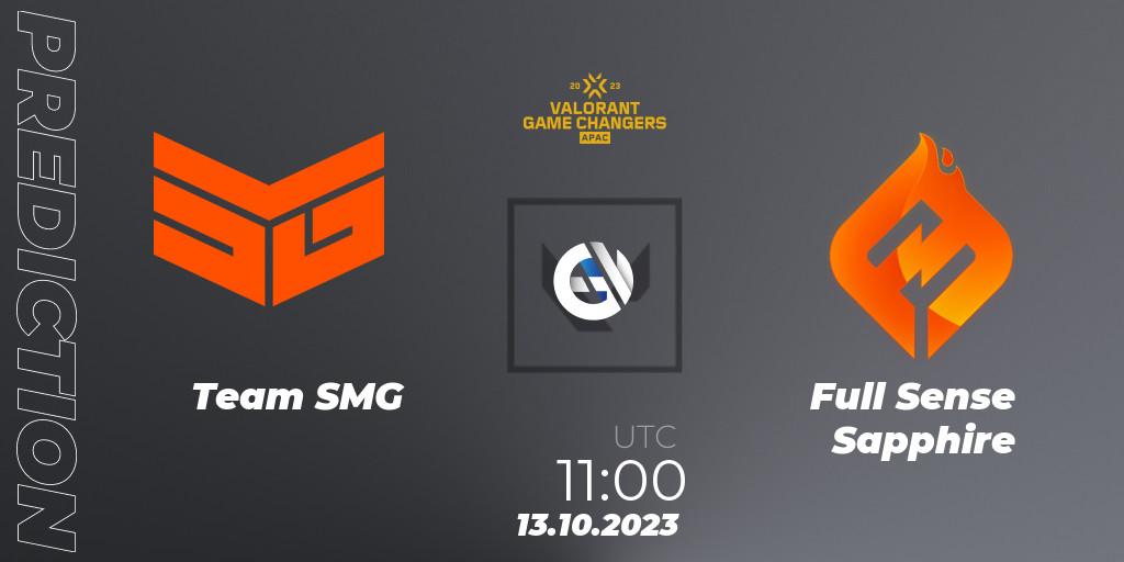 Team SMG vs Full Sense Sapphire: Match Prediction. 13.10.2023 at 09:45, VALORANT, VCT 2023: Game Changers APAC Elite
